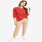 Striped Button Sleeve Tee image number null