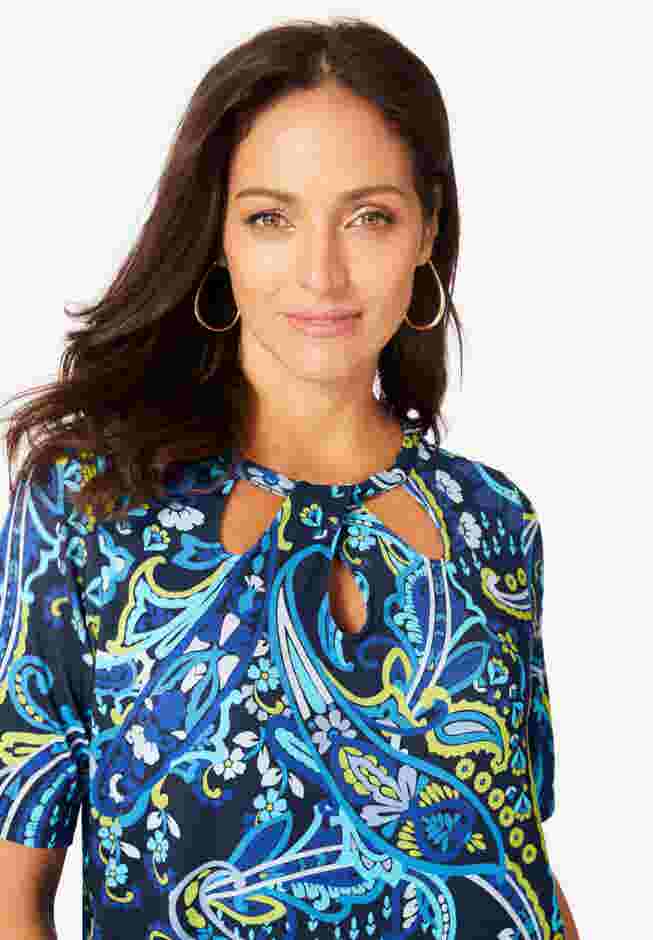 Stretch Knit Cutout Swing Tunic image number 4