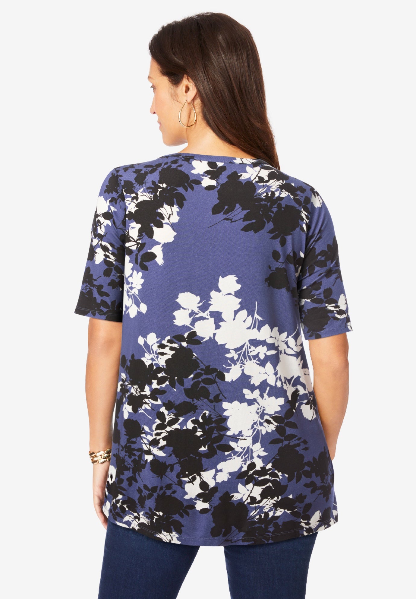 Stretch Knit Cutout Swing Tunic image number 2