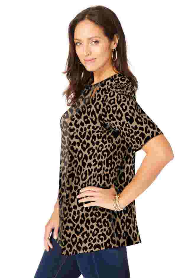 Stretch Knit Cutout Swing Tunic image number 2