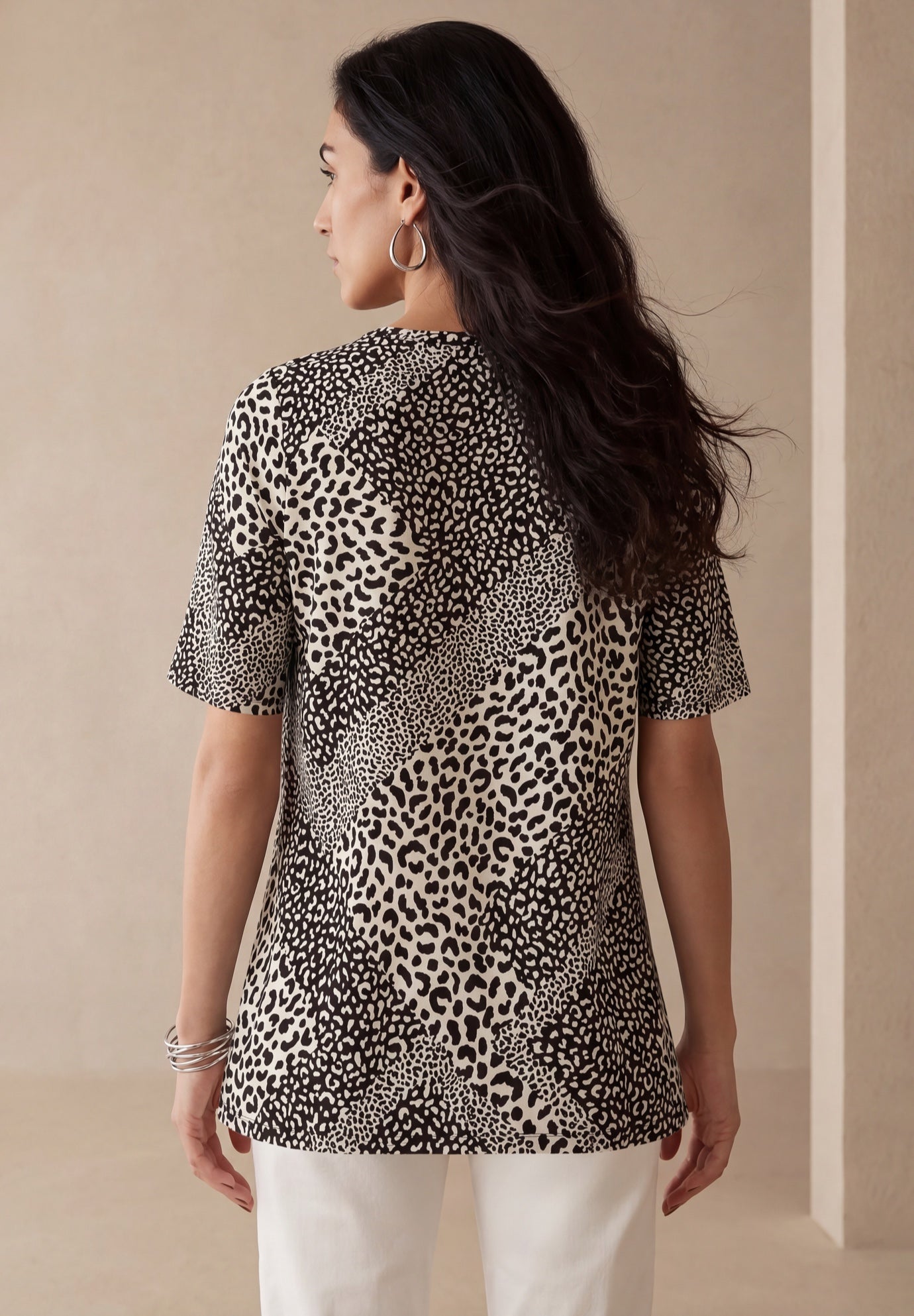 Stretch Knit Cutout Swing Tunic image number 1