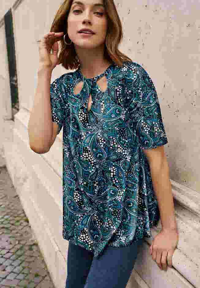 Stretch Knit Cutout Swing Tunic image number 0