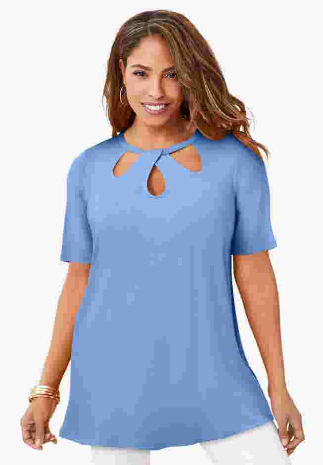 Stretch Knit Cutout Swing Tunic image number 0