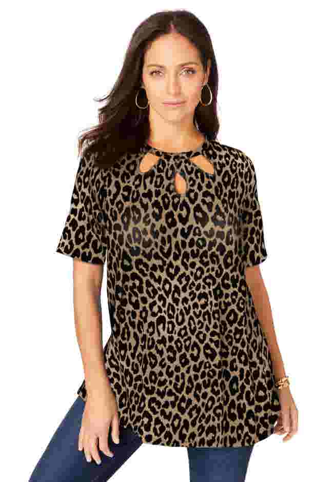 Stretch Knit Cutout Swing Tunic image number 0