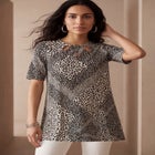 Stretch Knit Cutout Swing Tunic image number 0