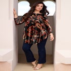 Plus Size Boatneck Swing Ultra Drape Tunic Top image number null