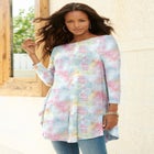 Plus Size Boatneck Swing Ultra Drape Tunic Top image number null