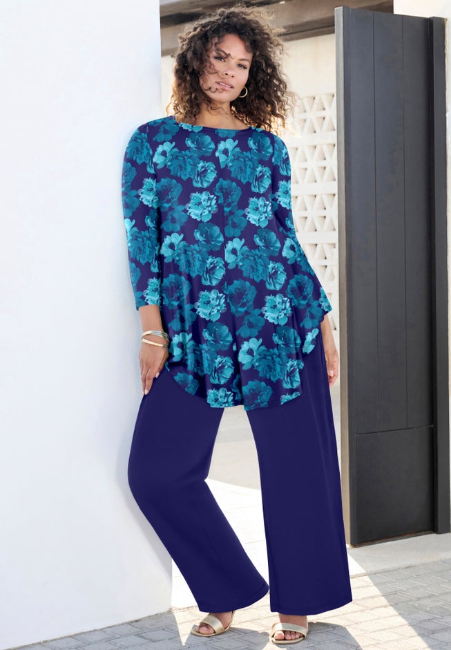 Plus Size Boatneck Swing Ultra Drape Tunic Top image number 0