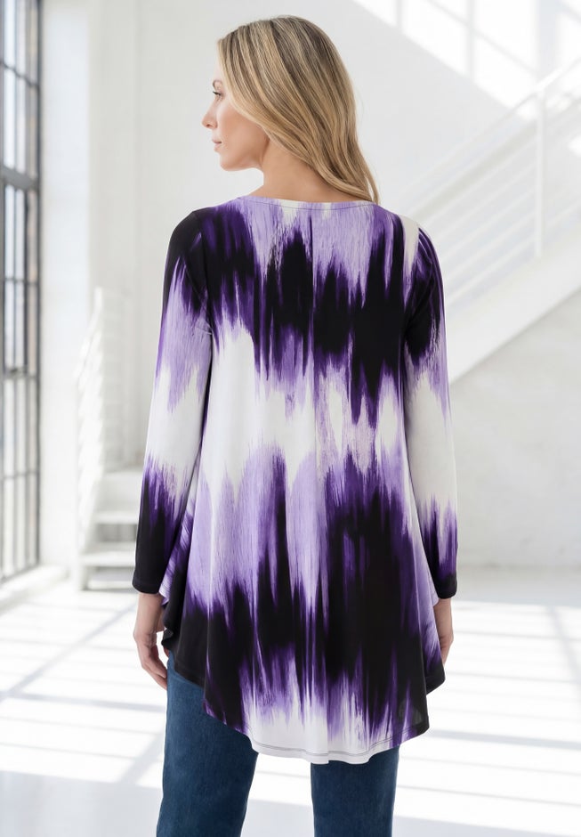 Plus Size Boatneck Swing Ultra Drape Tunic Top image number 1
