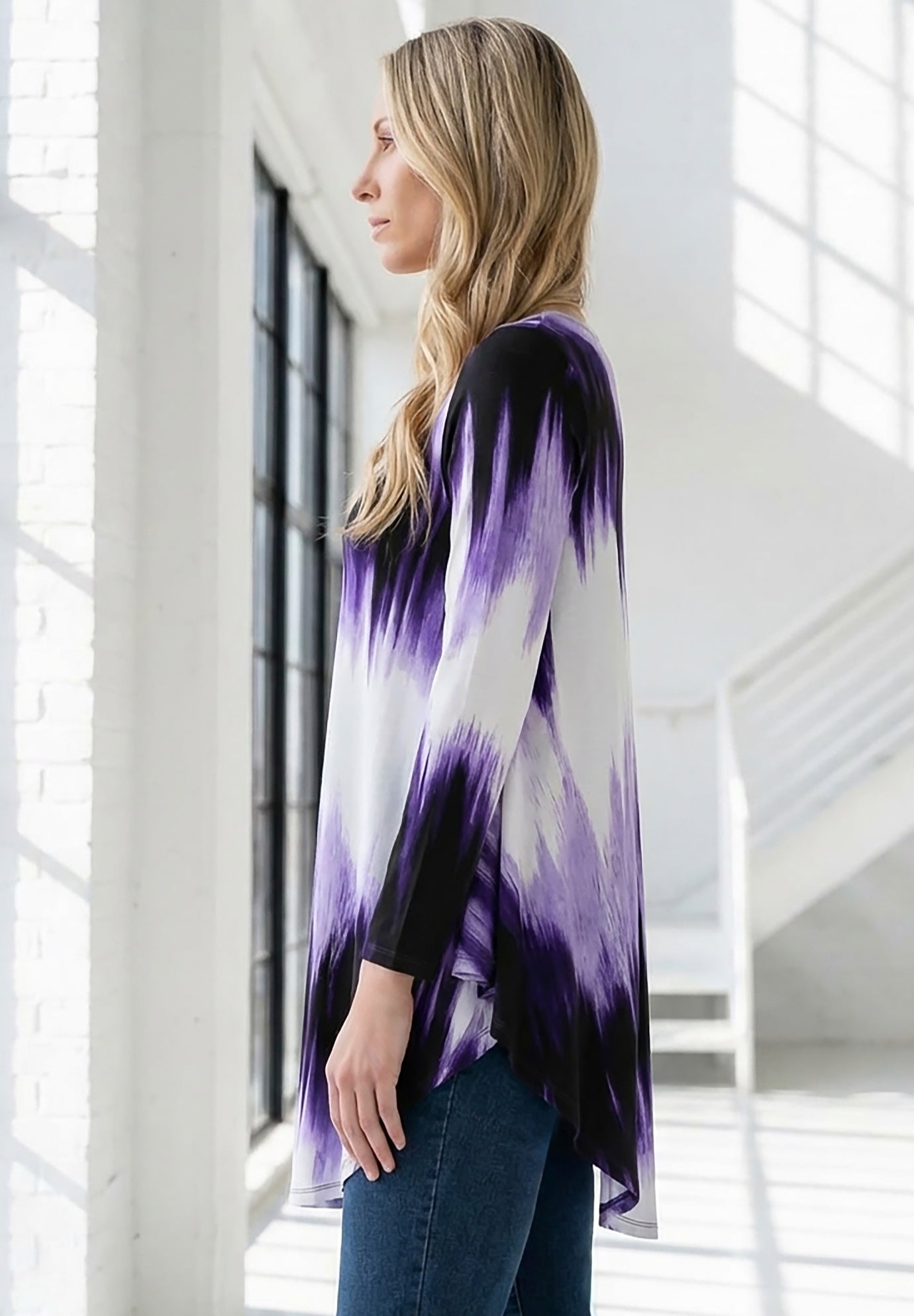 Plus Size Boatneck Swing Ultra Drape Tunic Top image number 2