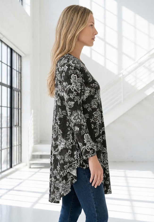 Plus Size Boatneck Swing Ultra Drape Tunic Top image number 2