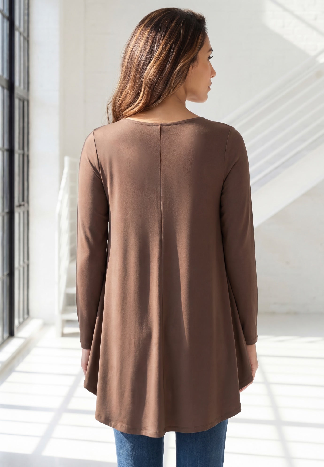 Plus Size Boatneck Swing Ultra Drape Tunic Top image number 1