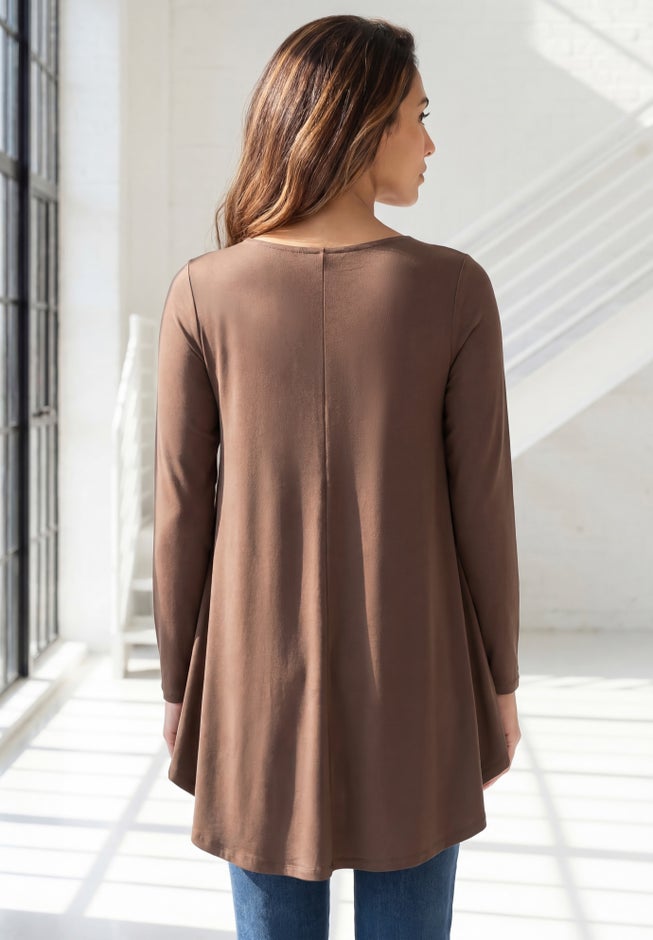Plus Size Boatneck Swing Ultra Drape Tunic Top image number 1