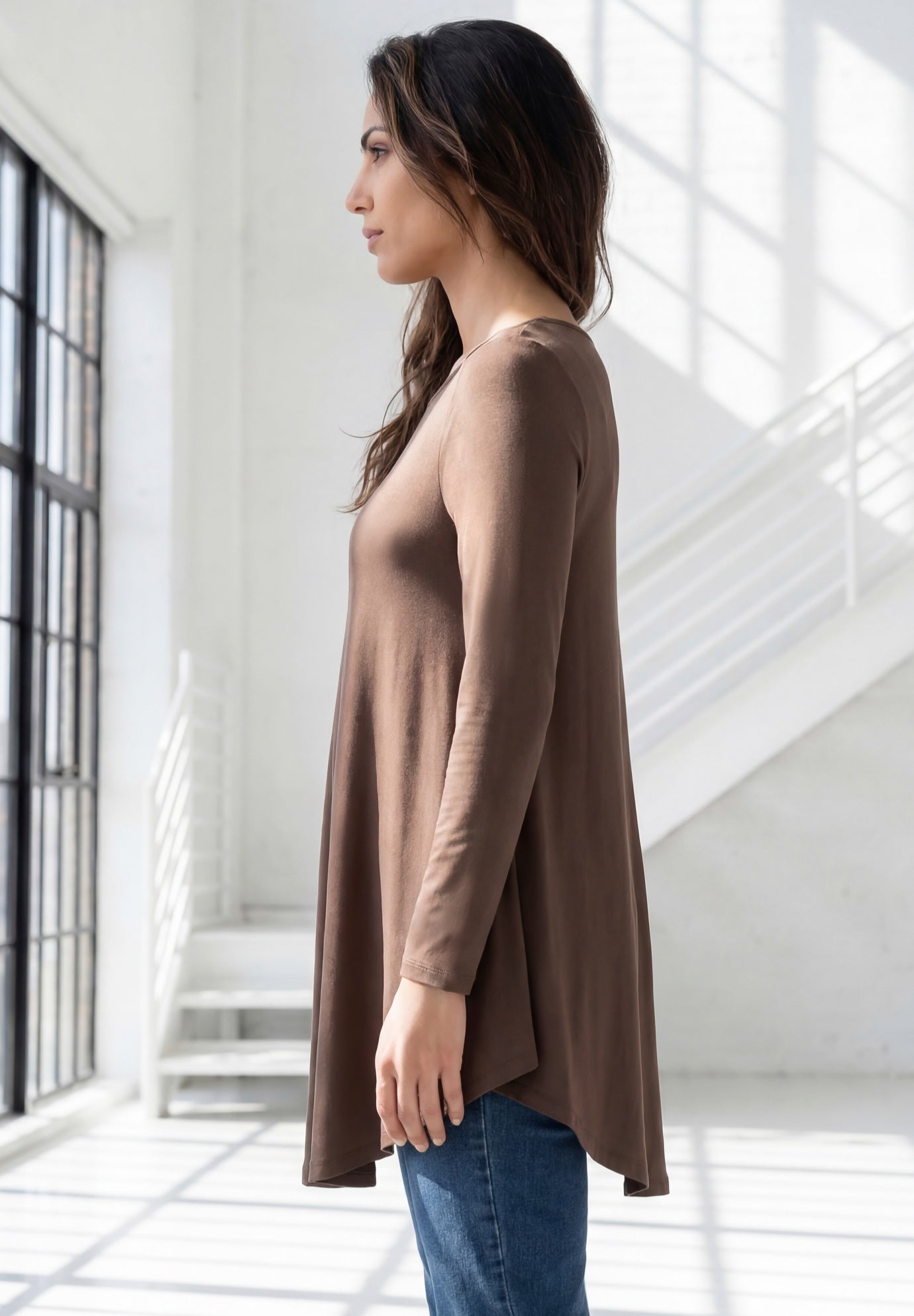 Plus Size Boatneck Swing Ultra Drape Tunic Top image number 2