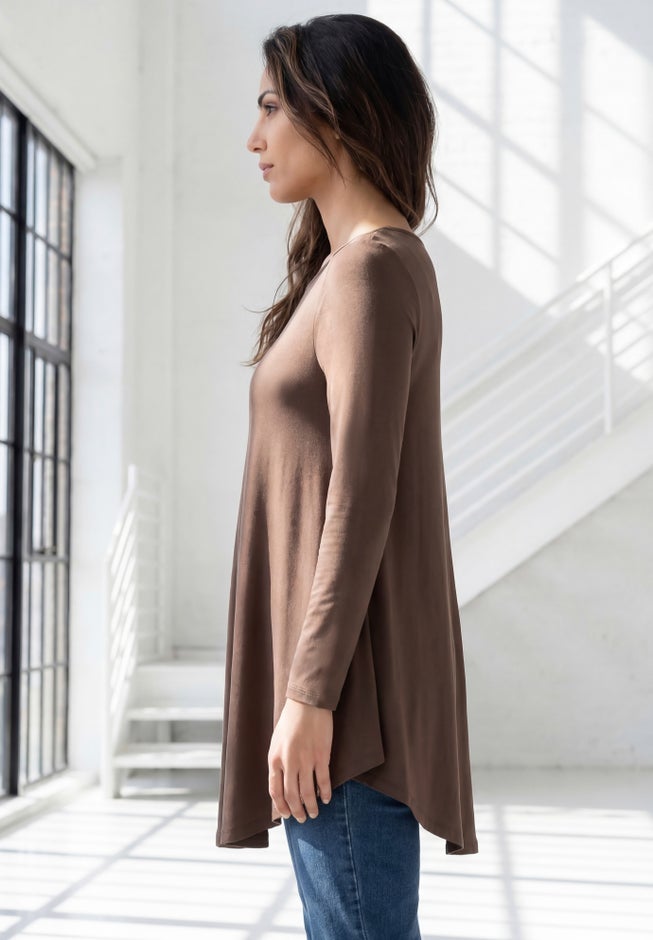 Plus Size Boatneck Swing Ultra Drape Tunic Top image number 2