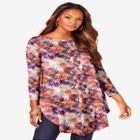 Plus Size Boatneck Swing Ultra Drape Tunic Top image number null