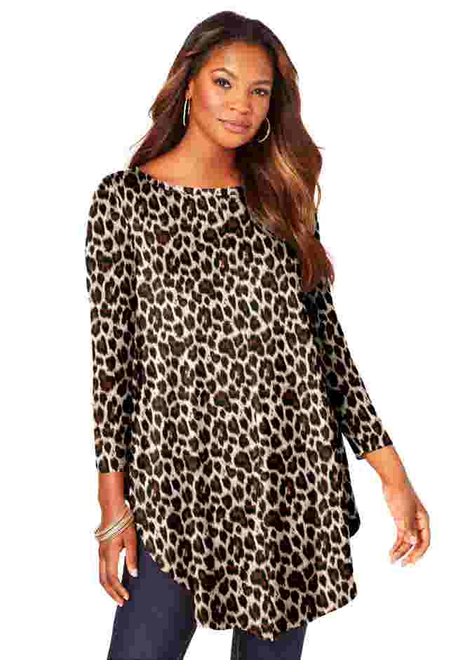 Plus Size Boatneck Swing Ultra Drape Tunic Top image number 0