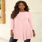 Plus Size Boatneck Swing Ultra Drape Tunic Top image number null