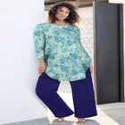 Plus Size Boatneck Swing Ultra Drape Tunic Top image number null