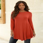 Plus Size Boatneck Swing Ultra Drape Tunic Top image number null