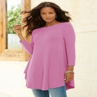 Plus Size Boatneck Swing Ultra Drape Tunic Top image number null