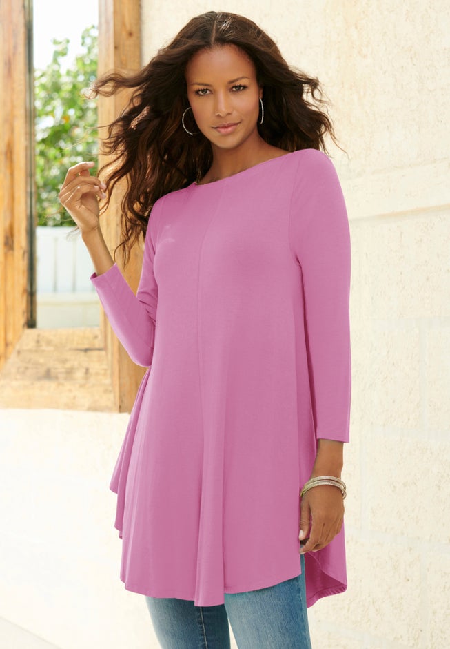 Plus Size Boatneck Swing Ultra Drape Tunic Top image number 0