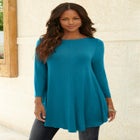 Plus Size Boatneck Swing Ultra Drape Tunic Top image number null