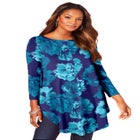 Plus Size Boatneck Swing Ultra Drape Tunic Top image number null