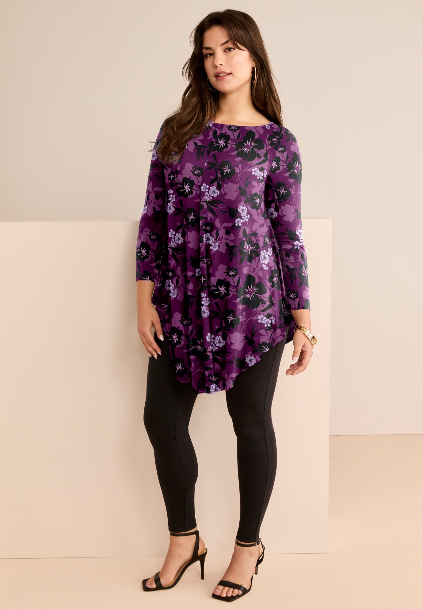 Plus Size Boatneck Swing Ultra Drape Tunic Top image number 0