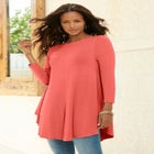 Plus Size Boatneck Swing Ultra Drape Tunic Top image number null