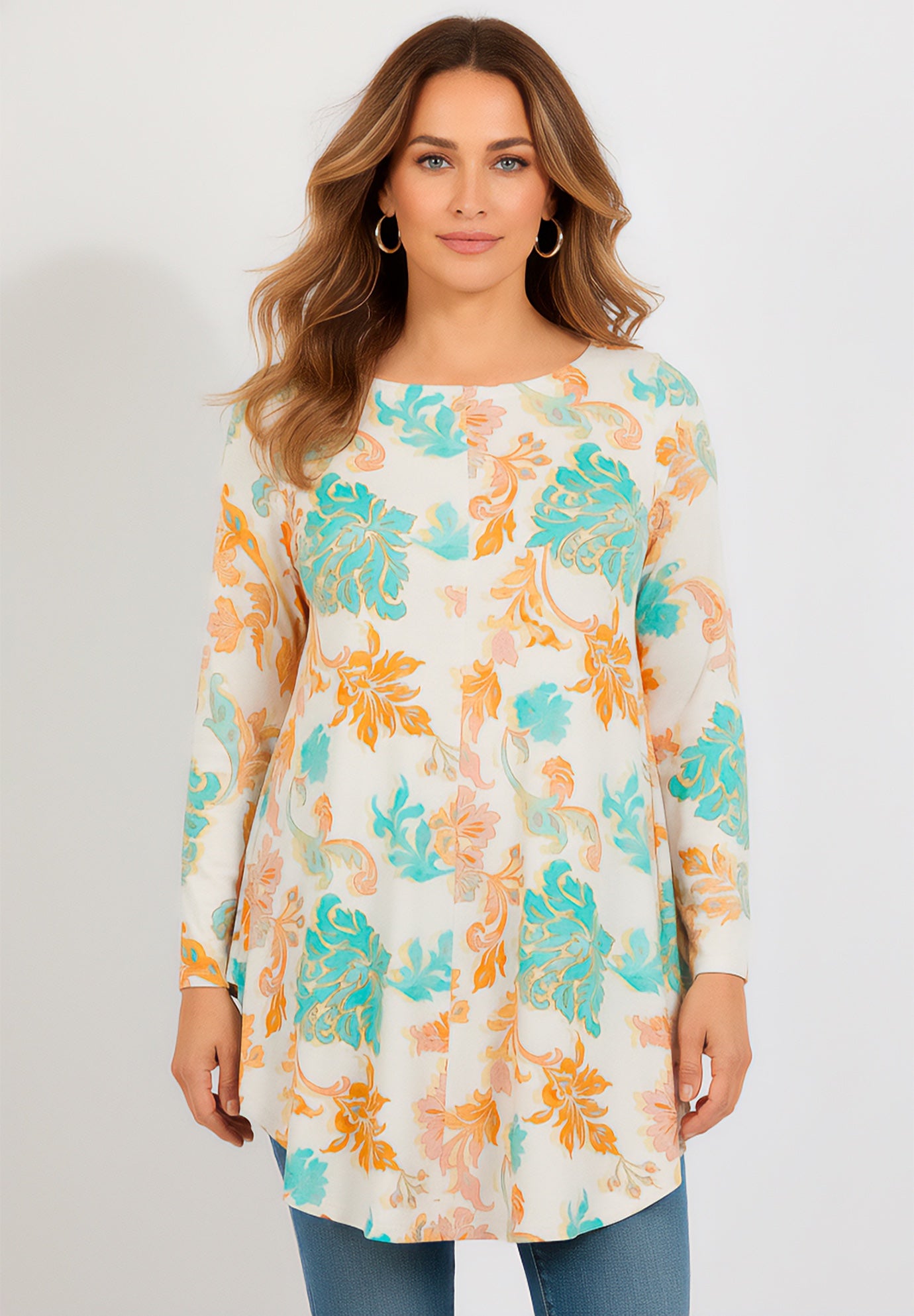 Plus Size Boatneck Swing Ultra Drape Tunic Top image number 0