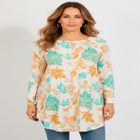 Plus Size Boatneck Swing Ultra Drape Tunic Top image number null