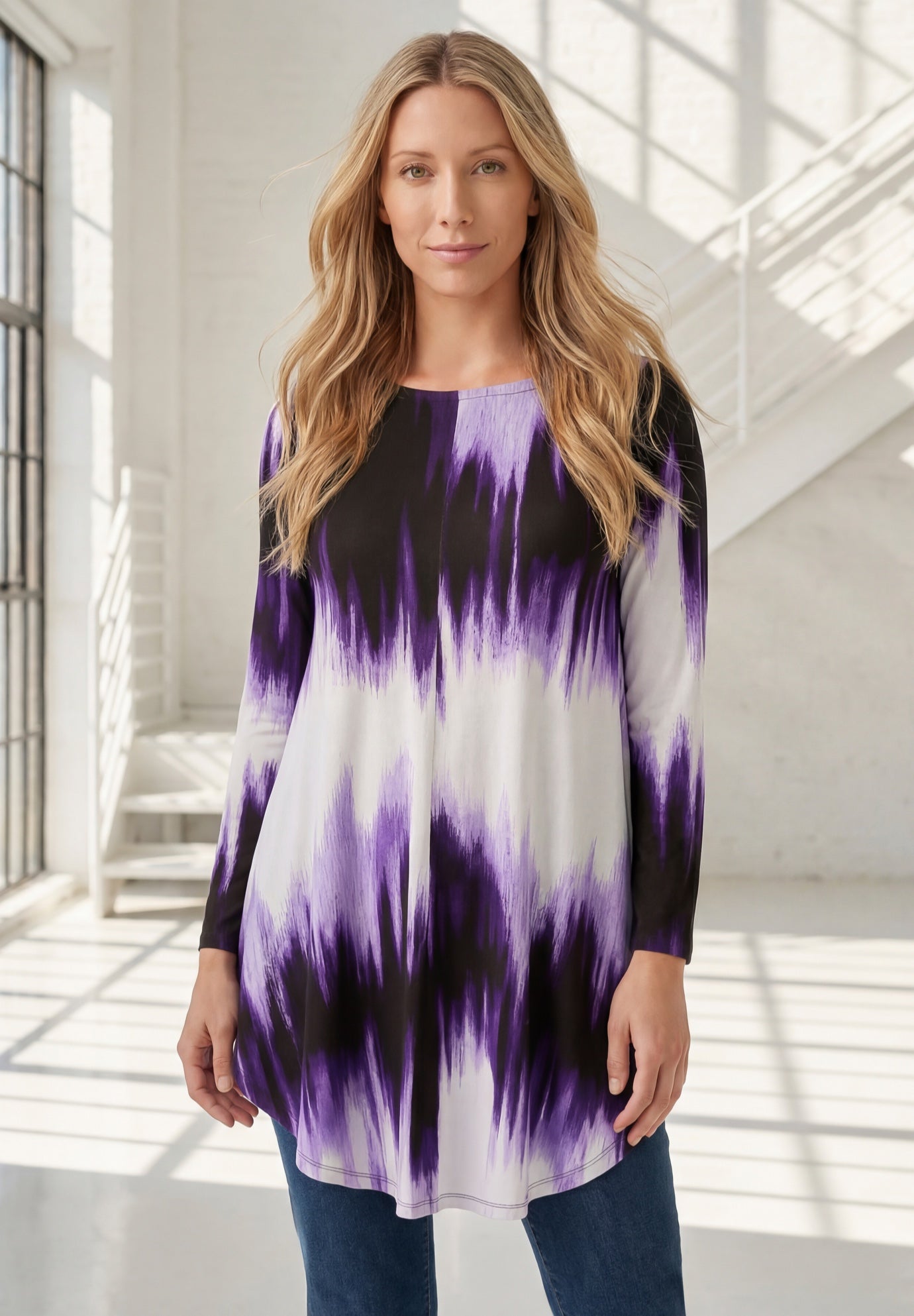 Plus Size Boatneck Swing Ultra Drape Tunic Top image number 0