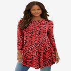 Plus Size Boatneck Swing Ultra Drape Tunic Top image number null