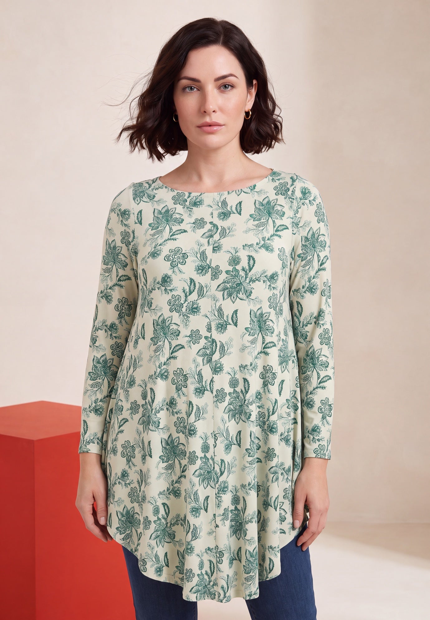 Plus Size Boatneck Swing Ultra Drape Tunic Top image number 0