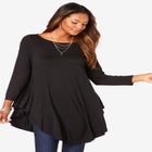 Plus Size Boatneck Swing Ultra Drape Tunic Top image number null