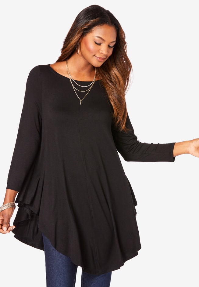 Plus Size Boatneck Swing Ultra Drape Tunic Top image number 0