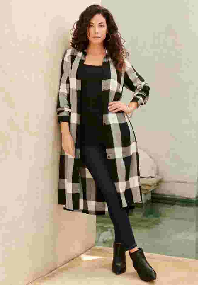 Plaid Button Front Ultra Tunic image number 4
