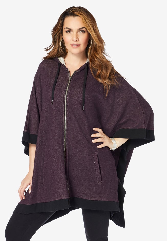 Hooded Zip Poncho image number 0