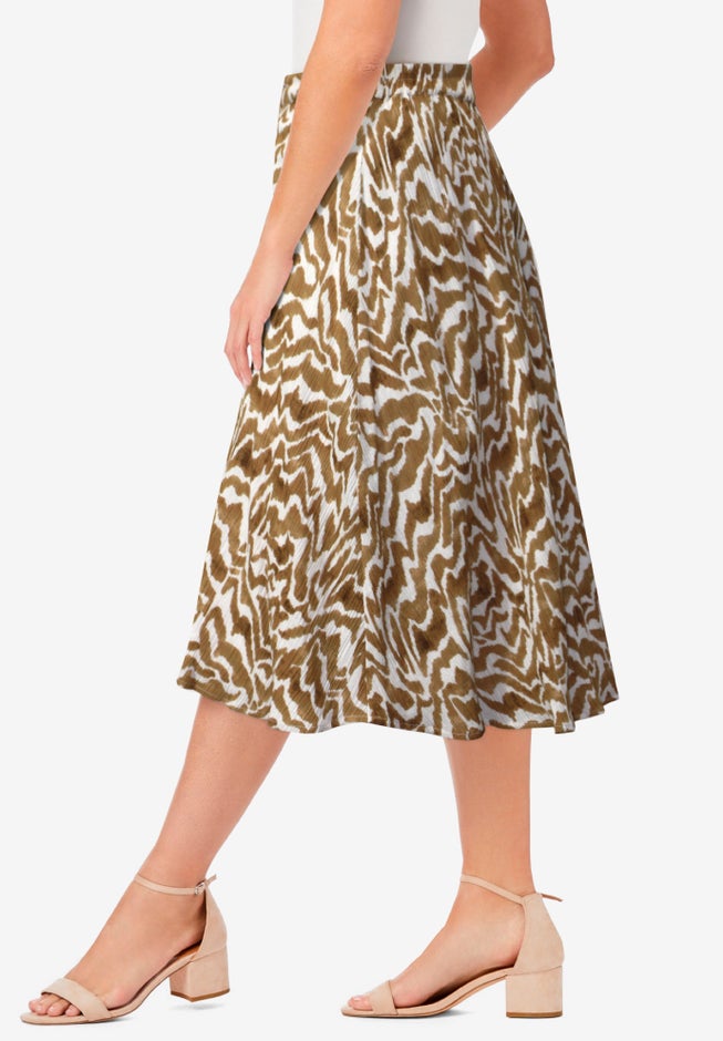 Button-Front Gauze Midi Skirt image number 3