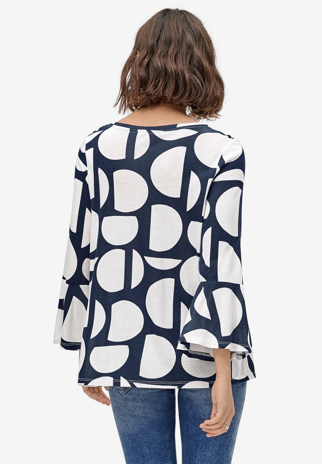 Bell Sleeve A-Line Knit Tunic image number 1