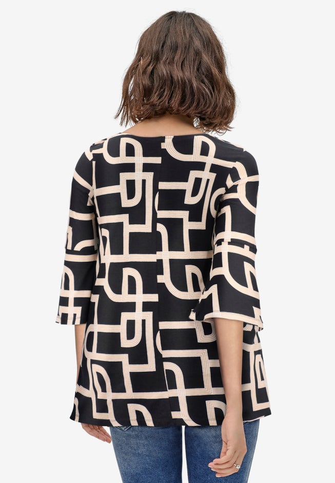 Bell Sleeve A-Line Knit Tunic image number 1