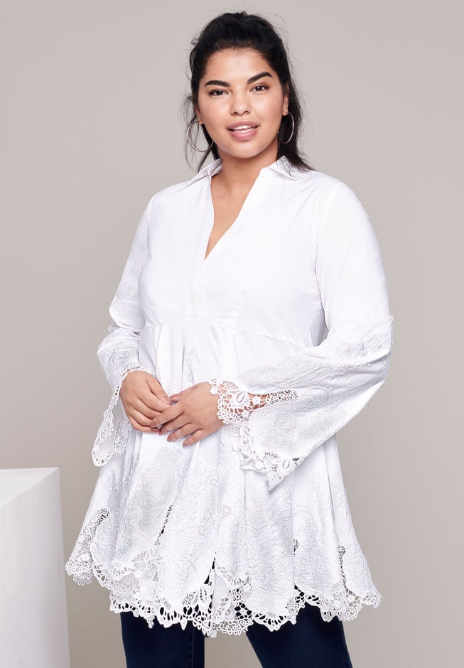 Poplin Embroidered Swing Tunic image number 1