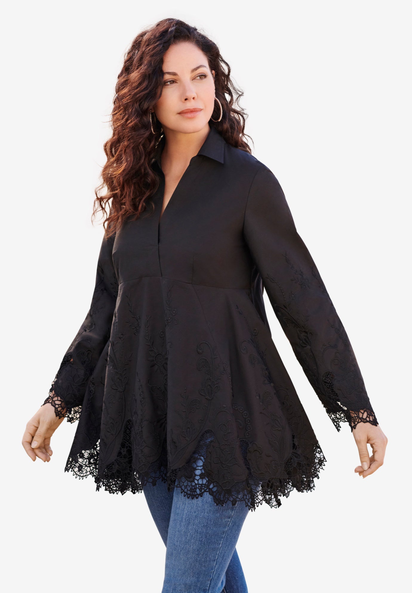 Poplin Embroidered Swing Tunic image number 0