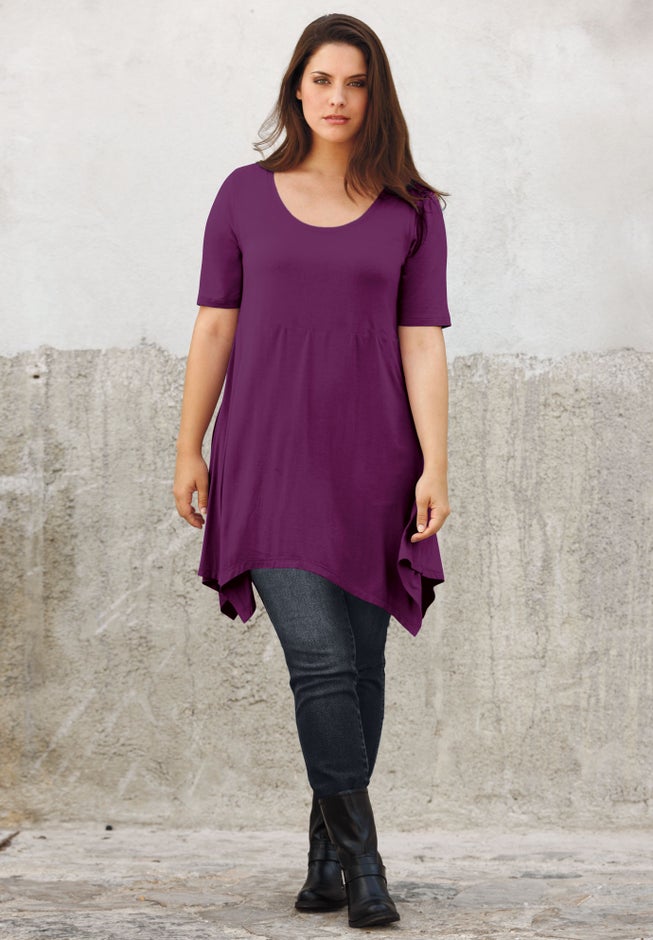 Scoop Neck Hanky Hem Tunic image number 0