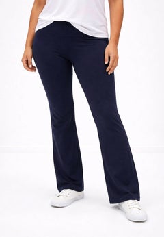 Cotton Spandex Full Length Bootcut Flat Waistband Leggings