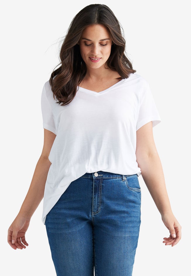 Drapey V-Neck Tee image number 0