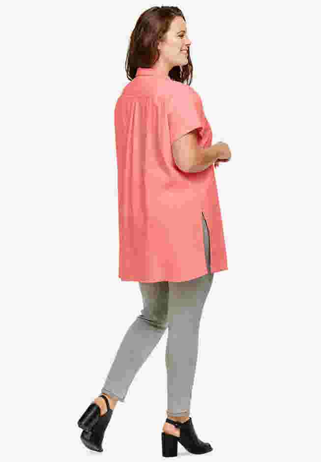 Linen-Blend Button Front Tunic image number 1