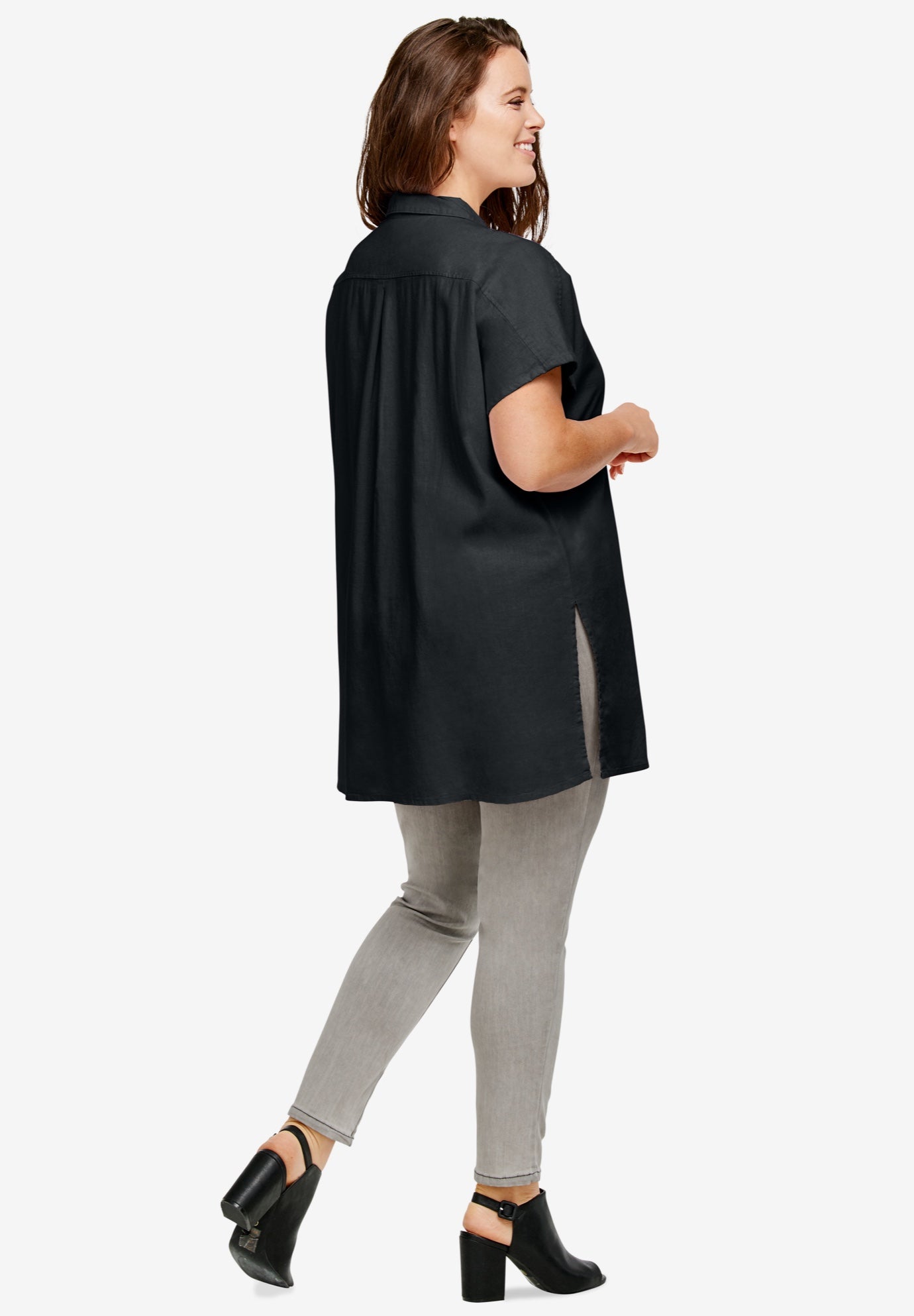 Linen-Blend Button Front Tunic image number 1