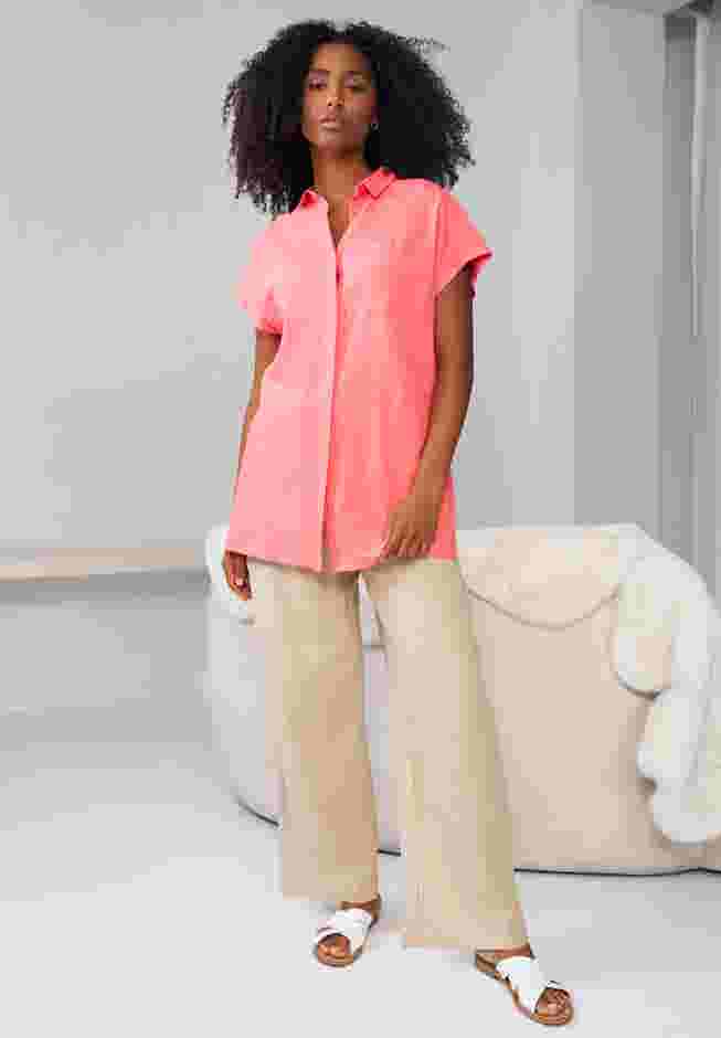 Linen-Blend Button Front Tunic image number 0